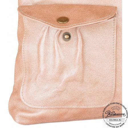Женская кожаная сумка "Амели" (бежевый перламутр)